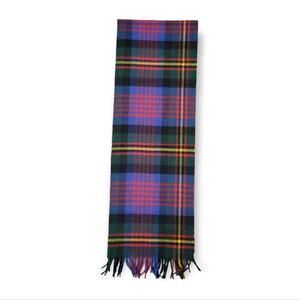 Joshua Ellis tartan 100% cashmere scarf in new green/scarlet red/blue